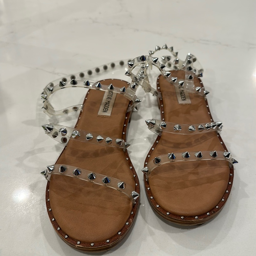 Steve Madden clear travel flat sandal size 7